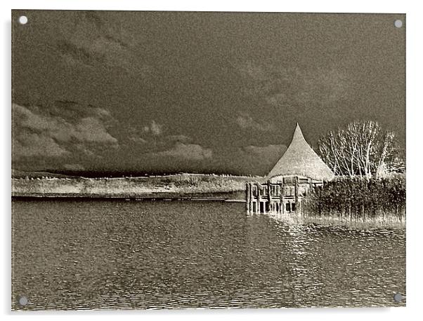 Llangorse Lake,Hide. Acrylic by paulette hurley
