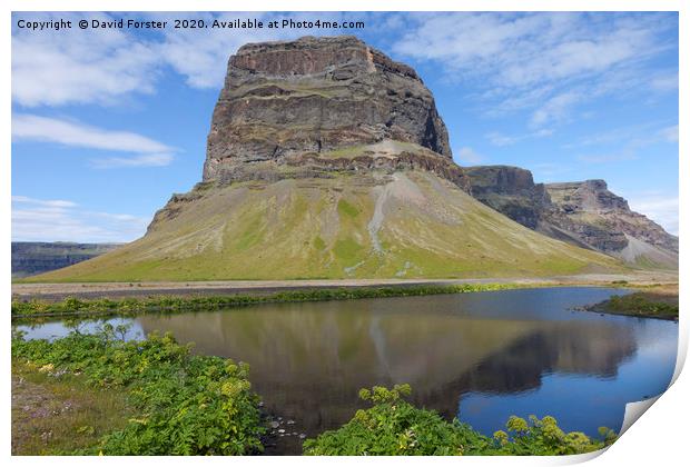 The Mountain of Lomagnupur, Iceland Print by David Forster