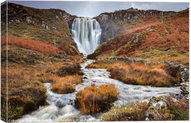 Waterfall at Clashnessie Canvas Print by Andrew Ray