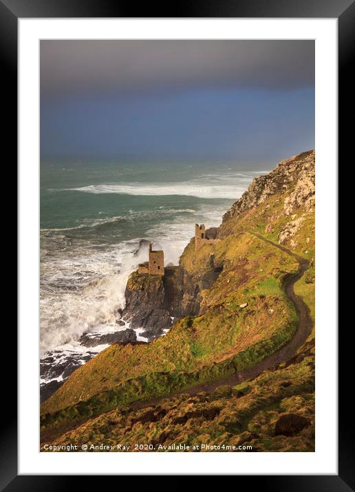 Botallack Storm Framed Mounted Print by Andrew Ray