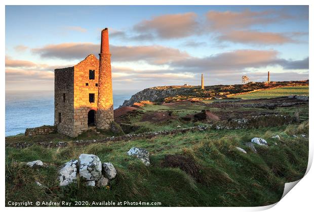 First Light at Wheal Owles Print by Andrew Ray