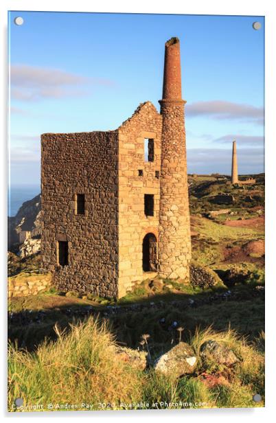 Wheal Owles Engine House Acrylic by Andrew Ray