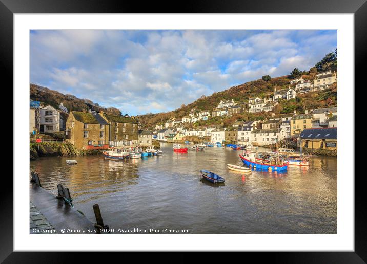 Morning at Polperro Framed Mounted Print by Andrew Ray