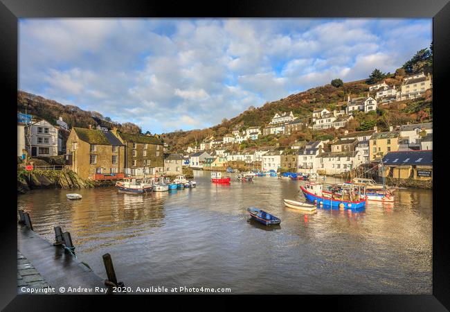 Morning at Polperro Framed Print by Andrew Ray