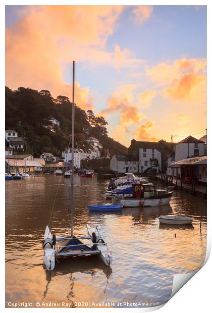 Sunrise at Polperro Print by Andrew Ray