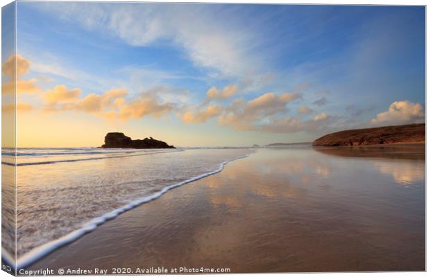 Waters Edge (Perranporth) Canvas Print by Andrew Ray