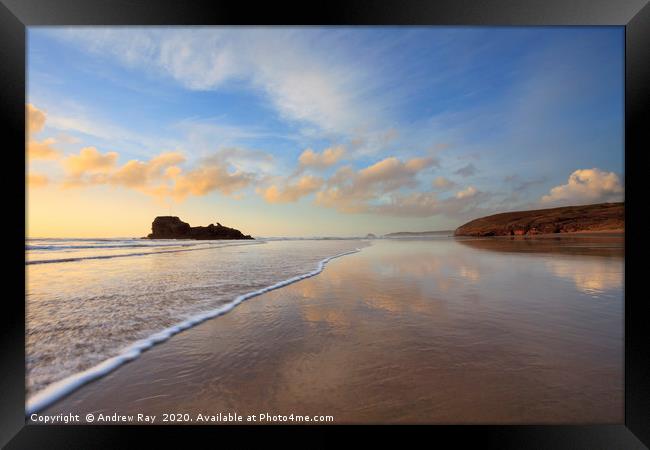 Waters Edge (Perranporth) Framed Print by Andrew Ray