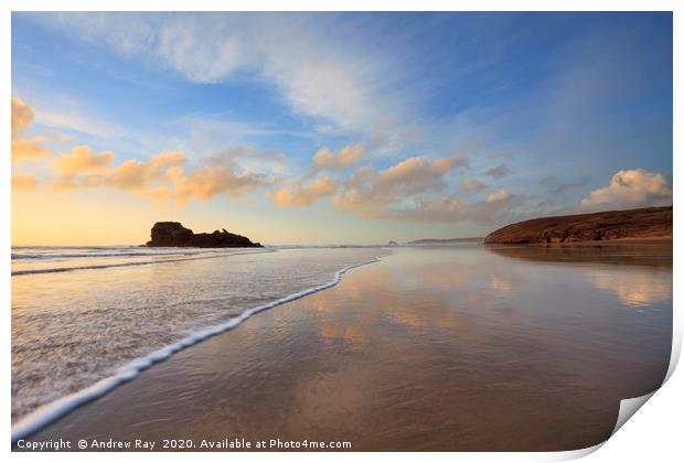 Waters Edge (Perranporth) Print by Andrew Ray