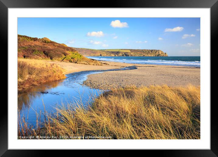 Pendower Beach Framed Mounted Print by Andrew Ray