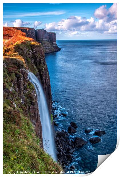 Kilt Rock Waterfall Print by Marcia Reay