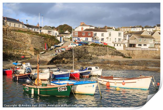 Boats at Portscatho   Print by Andrew Ray