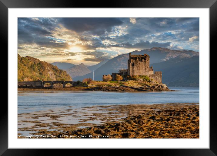 Eilean Donan castle sunset, Scotland Framed Mounted Print by Marcia Reay