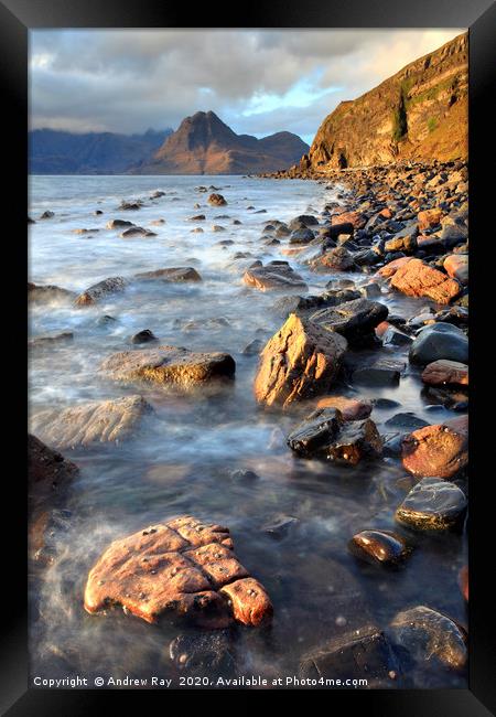 Rocks at Elgol Framed Print by Andrew Ray