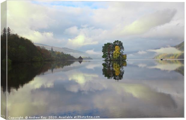 Reflections in Loch Tay Canvas Print by Andrew Ray