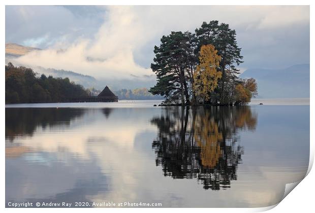 Rising Mist (Loch Tay) Print by Andrew Ray