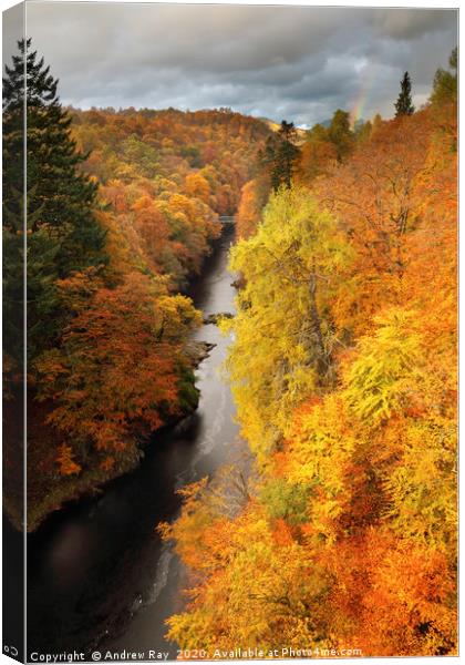 Rainbow Over Pass of Killiecrankie Canvas Print by Andrew Ray