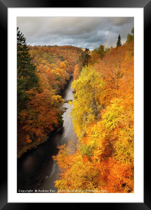 Rainbow Over Pass of Killiecrankie Framed Mounted Print by Andrew Ray