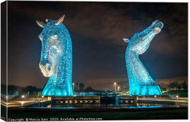 The Falkirk Kelpies Canvas Print by Marcia Reay