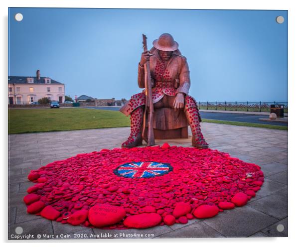 Tommy, the great war soldier in Seaham Acrylic by Marcia Reay