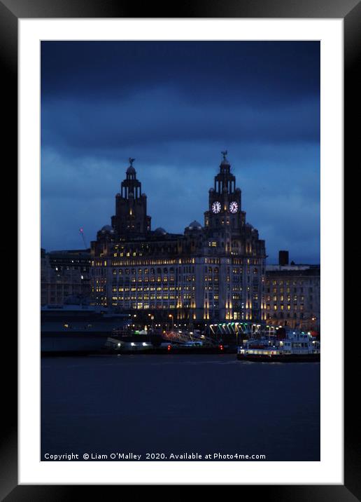 Dark and Broody Liverpool at Night Framed Mounted Print by Liam Neon