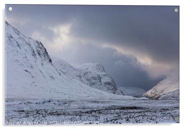 Glen Coe in Winter Highlands of Scotland Acrylic by Barbara Jones