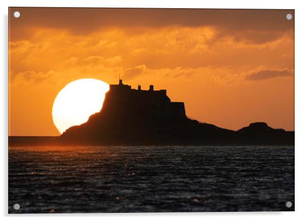 Sunrise - Holy Island Acrylic by Paul Appleby