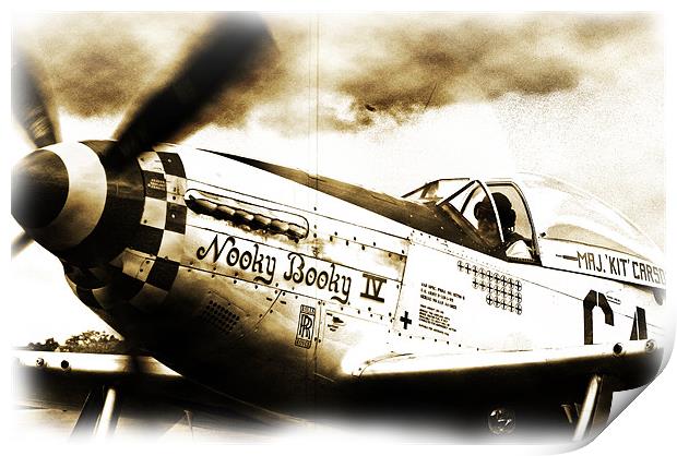 Advanced Sepia classic P51D looking image Print by Jordan Brannen