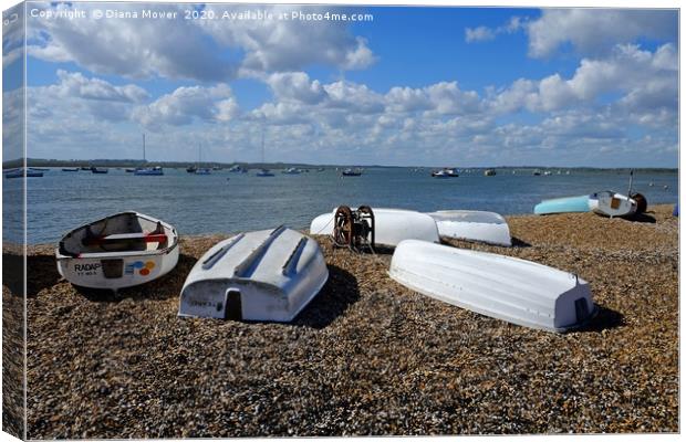  Bawdsey Quay Boats Canvas Print by Diana Mower