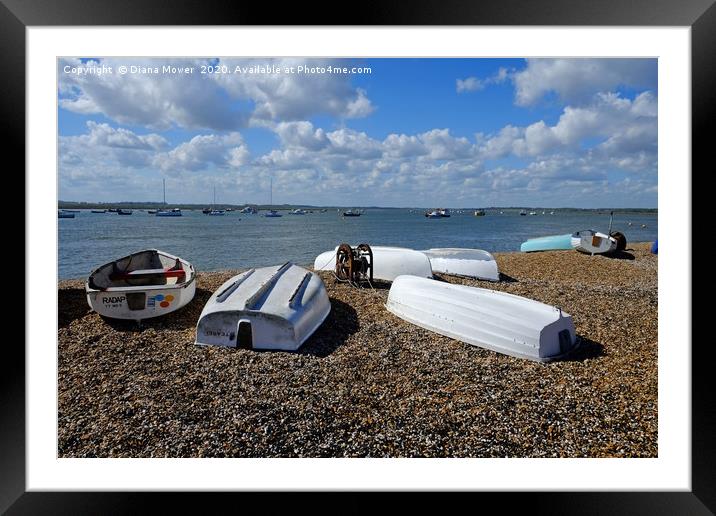  Bawdsey Quay Boats Framed Mounted Print by Diana Mower