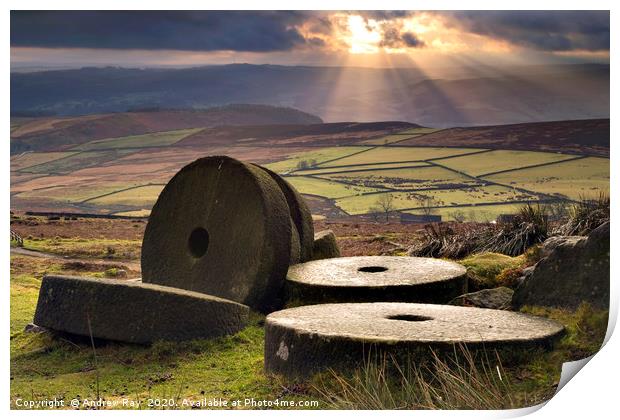 Mill Stones (Stanage Edge) Print by Andrew Ray