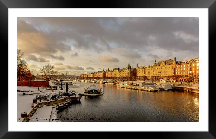 Stockholm in winter Framed Mounted Print by Clive Ingram