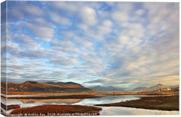 Clouds Over Glaslyn Marshes Canvas Print by Andrew Ray