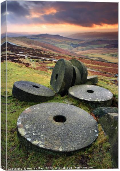 Mill Stones at Sunset Canvas Print by Andrew Ray