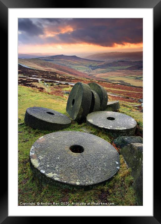 Mill Stones at Sunset Framed Mounted Print by Andrew Ray