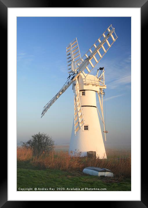 Thurne Windmill Framed Mounted Print by Andrew Ray