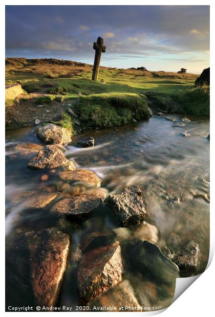 Stream at Windy Post (Dartmoor) Print by Andrew Ray