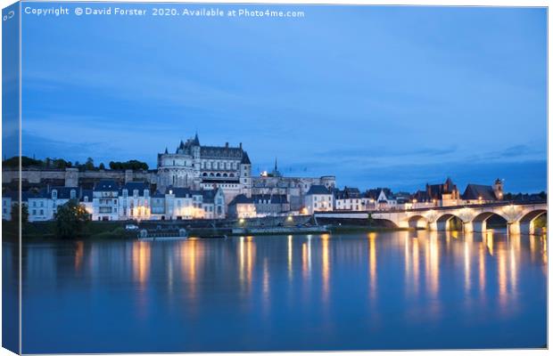 Evening Calm, Amboise and the Loire River, France Canvas Print by David Forster