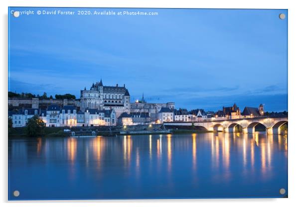 Evening Calm, Amboise and the Loire River, France Acrylic by David Forster