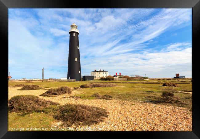 Dungeness Lighthouse Framed Print by Andrew Ray