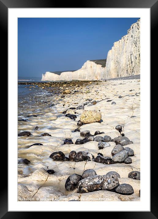 Rocky Shore (Seven Sisters) Framed Mounted Print by Andrew Ray