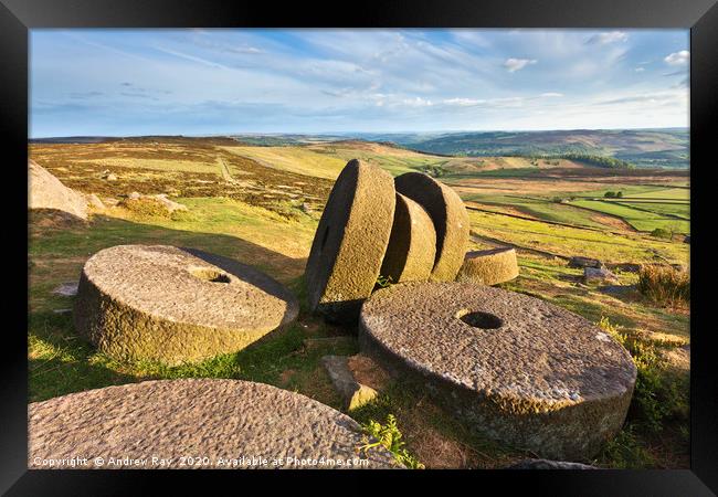 Mill Stones on Stanage Edge Framed Print by Andrew Ray