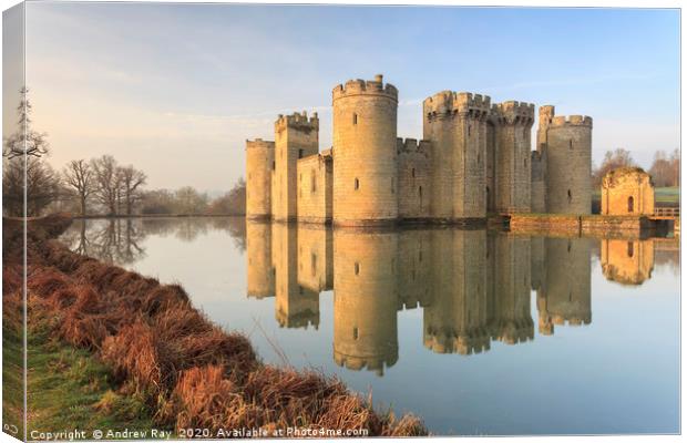 First Light at Bodium Castle Canvas Print by Andrew Ray