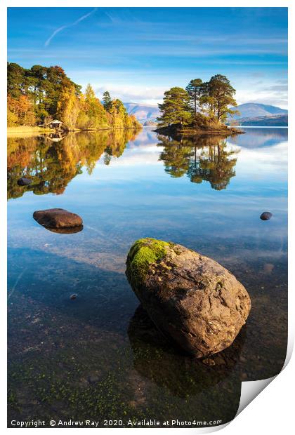 Reflections at Abbot's Bay (Derwentwater) Print by Andrew Ray