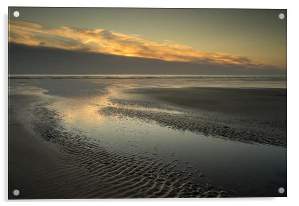 Calm sunset at Westward Ho Acrylic by Tony Twyman