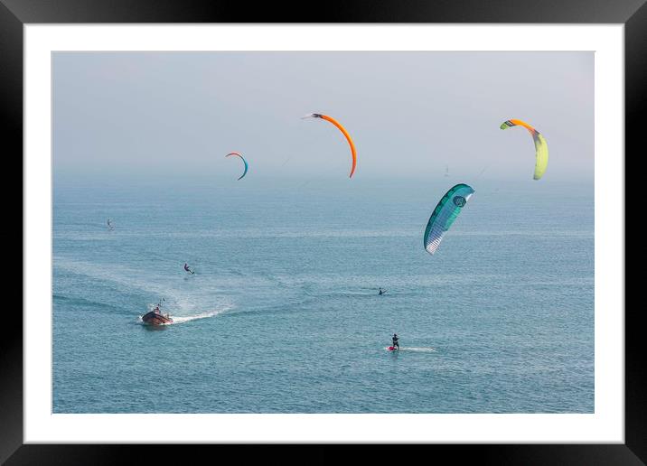 Kite-Surfing Framed Mounted Print by Ernie Jordan