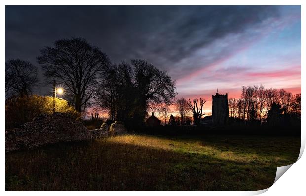 Early morning light - Castle Acre in Norfolk  Print by Gary Pearson