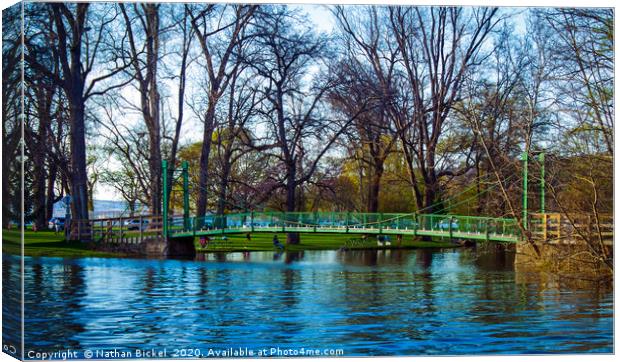 The Green Footbridge Canvas Print by Nathan Bickel