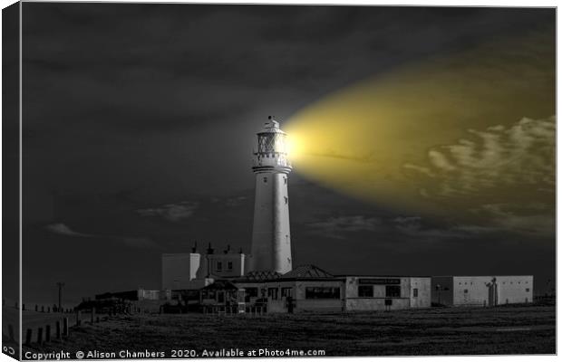 Flamborough Head Lighthouse Canvas Print by Alison Chambers