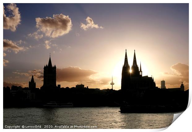 Cologne Cathedral sunset Print by Lensw0rld 