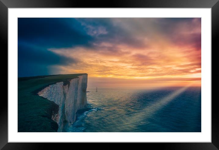 First Light Over Eastbourn Lighthouse  Framed Mounted Print by Ben Russell